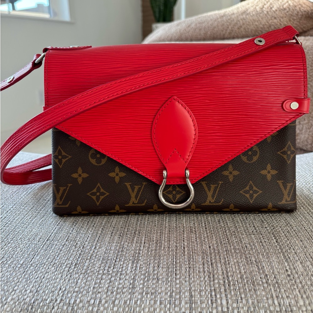 LOUIS VUITTON Saint Michel Monogram EPI Leather Shoulder Bag Red